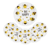 Mexpekil Animal Bee Happy Placemats Set of 6 Heat Resistant Round Table Mats Woven Placemats for Dining Table Kitchen, 38 cm