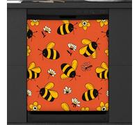Mexpekil Animal Bee Pattern Print Dishwasher Magnet Cover 23x26 in, Decorative Waterproof Dishwasher Magnetic Cover Sticker for Kitchen Appliances