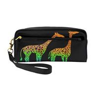 Mexpekil Animal Giraffe Pencil Case Travel Makeup Pouch Pen Bag Holder Purse Leather Cosmetic Makeup Brush Bag Stationery Box for Kids Girls Boy School Office Supplies