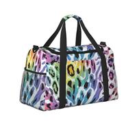 Mexpekil Animal Print Rainbow Duffel Bag Large Carry On Hand Luggage Bags Waterproof Weekender Bags Foldable Tote Bag for Travel Sports Gym Dance