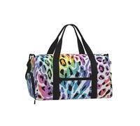 Mexpekil Animal Print Rainbow Gym Bag with Shoe Compartment Waterproof Duffel Bag Large Overnight Weekend Bags Travel Holdall for Women Men Teens