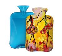 Mexpekil Art African Ballet Dancer Hot Water Bottle with Cover, 2L PVC Hot Water Bag for Pain Relief, Feet, Back, Warmth