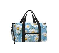 Mexpekil Art Daisy Branch Gym Bag with Shoe Compartment Waterproof Duffel Bag Large Overnight Weekend Bags Travel Holdall for Women Men Teens
