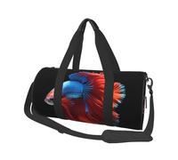 Mexpekil Art Fighting Fish Foldable Gym Bag Carry On Travel Duffle Bags Waterproof Woman Men Hand Luggage Bag Large Weekend Overnight Bags for Sports Dance with Removable Strap