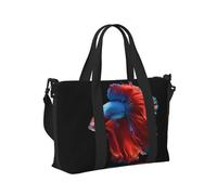Mexpekil Art Fighting Fish Travel Duffel Bag Waterproof Sports Gym Bag Large Weekend Overnight Bags for Women Men Foldable Carry On Luggage Tote Bag for Flight