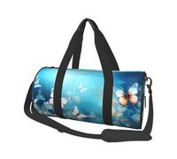Mexpekil Art Floral Butterfly Foldable Gym Bag Carry On Travel Duffle Bags Waterproof Woman Men Hand Luggage Bag Large Weekend Overnight Bags for Sports Dance with Removable Strap