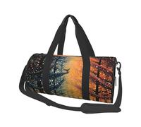 Mexpekil Art Forest Foldable Gym Bag Carry On Travel Duffle Bags Waterproof Woman Men Hand Luggage Bag Large Weekend Overnight Bags for Sports Dance with Removable Strap