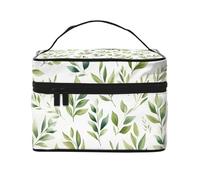Mexpekil Art Green Leaf Branch Makeup Bag Travel Cosmetic Bags Large Capacity Make Up Organiser Storage Bag Portable Toiletry Bags for Women Girls