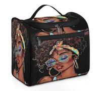 Mexpekil Art Painted African Women Hanging Toiletry Bag for Women Men Large Waterproof Makeup Cosmetic Wash Bag for Travel