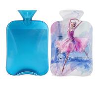 Mexpekil Art Painted Eiffel Tower Ballet Dancer Hot Water Bottle with Cover, 2L PVC Hot Water Bag for Pain Relief, Feet, Back, Warmth