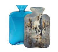 Mexpekil Art Painting Running Horse Hot Water Bottle with Cover, 2L PVC Hot Water Bag for Pain Relief, Feet, Back, Warmth