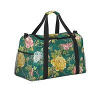 Mexpekil Art Teal Flowers Branch Duffel Bag Large Carry On Hand Luggage Bags Waterproof Weekender Bags Foldable Tote Bag for Travel Sports Gym Dance
