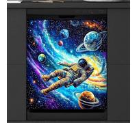 Mexpekil Astronaut Space Planets Dishwasher Magnet Cover 21x26Inch Decorative Dish Washer Sticker for Front Door Waterproof Kitchen Appliance Panel Magnetic Decal