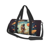 Mexpekil Astronauts Planet Foldable Gym Bag Carry On Travel Duffle Bags Waterproof Woman Men Hand Luggage Bag Large Weekend Overnight Bags for Sports Dance with Removable Strap