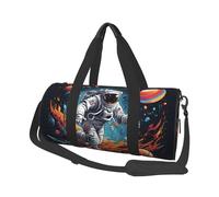 Mexpekil Astronauts Planet Space Foldable Gym Bag Carry On Travel Duffle Bags Waterproof Woman Men Hand Luggage Bag Large Weekend Overnight Bags for Sports Dance with Removable Strap
