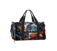 Mexpekil Astronauts Planet Space Gym Bag with Shoe Compartment Waterproof Duffel Bag Large Overnight Weekend Bags Travel Holdall for Women Men Teens