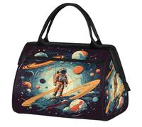 Mexpekil Astronauts Planet Travel Duffel Bag Waterproof Gym Bag Carry On Weekend Overnight Bags Large Hand Luggage Tote Bags for Women Men Kids
