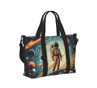Mexpekil Astronauts Planet Travel Duffel Bag Waterproof Sports Gym Bag Large Weekend Overnight Bags for Women Men Foldable Carry On Luggage Tote Bag for Flight