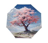Mexpekil Automatic Folding Umbrellas Open Close, Anime Sakura Japanese Windproof Compact Umbrella for Women and men