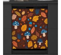 Mexpekil Autumn Leaves Mushroom Dishwasher Magnet Cover 21x26Inch Decorative Dish Washer Sticker for Front Door Waterproof Kitchen Appliance Panel Magnetic Decal