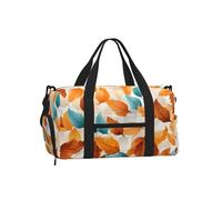 Mexpekil Autumn Orange Leaves Gym Bag with Shoe Compartment Waterproof Duffel Bag Large Overnight Weekend Bags Travel Holdall for Women Men Teens