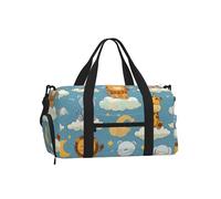 Mexpekil Baby Animals on Clouds Gym Bag with Shoe Compartment Waterproof Duffel Bag Large Overnight Weekend Bags Travel Holdall for Women Men Teens