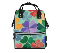 Mexpekil Baby Changing Bag Backpack Large Nappy Bags for Mum Dad | Colorful Clovers Waterproof Diaper Bag Lightweight Travel Nappy Bag Organiser Pouches Gift for New Parents