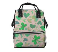 Mexpekil Baby Changing Bag Backpack Large Nappy Bags for Mum Dad | Glittery Hearts Clovers Waterproof Diaper Bag Lightweight Travel Nappy Bag Organiser Pouches Gift for New Parents