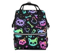 Mexpekil Baby Changing Bag Backpack Large Nappy Bags for Mum Dad | Goth Skulls Bones Waterproof Diaper Bag Lightweight Travel Nappy Bag Organiser Pouches Gift for New Parents