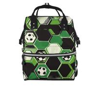 Mexpekil Baby Changing Bag Backpack Large Nappy Bags for Mum Dad | Green Soccer Ball Waterproof Diaper Bag Lightweight Travel Nappy Bag Organiser Pouches Gift for New Parents