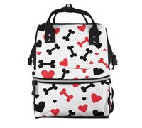 Mexpekil Baby Changing Bag Backpack Large Nappy Bags for Mum Dad | Hearts Dog Bones Waterproof Diaper Bag Lightweight Travel Nappy Bag Organiser Pouches Gift for New Parents