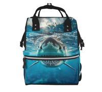 Mexpekil Baby Changing Bag Backpack Large Nappy Bags for Mum Dad | Ocean Shark Waterproof Diaper Bag Lightweight Travel Nappy Bag Organiser Pouches Gift for New Parents