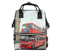 Mexpekil Baby Changing Bag Backpack Large Nappy Bags for Mum Dad | Red Bus Big Ben London Waterproof Diaper Bag Lightweight Travel Nappy Bag Organiser Pouches Gift for New Parents