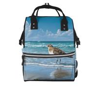 Mexpekil Baby Changing Bag Backpack Large Nappy Bags for Mum Dad | Sandpiper Ocean Waterproof Diaper Bag Lightweight Travel Nappy Bag Organiser Pouches Gift for New Parents
