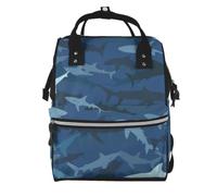 Mexpekil Baby Changing Bag Backpack Large Nappy Bags for Mum Dad | Shark Camouflage Waterproof Diaper Bag Lightweight Travel Nappy Bag Organiser Pouches Gift for New Parents