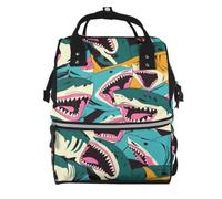 Mexpekil Baby Changing Bag Backpack Large Nappy Bags for Mum Dad | Shark Waterproof Diaper Bag Lightweight Travel Nappy Bag Organiser Pouches Gift for New Parents