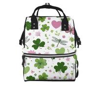 Mexpekil Baby Changing Bag Backpack Large Nappy Bags for Mum Dad | St. Patricks Day Floral Clovers Waterproof Diaper Bag Lightweight Travel Nappy Bag Organiser Pouches Gift for New Parents