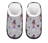 Mexpekil Ballerina Purple Heart Fluffy Slippers for Women Men L