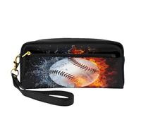 Mexpekil Baseball Pattern Print Pencil Case Baseball Sprots Theme Travel Makeup Pouch Pen Bag Holder Purse Leather Cosmetic Makeup Brush Bag Stationery Box for Kids Girls Boy School Office Supplies