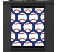 Mexpekil Baseballs Dishwasher Magnet Cover 21x26Inch Decorative Dish Washer Sticker for Front Door Waterproof Kitchen Appliance Panel Magnetic Decal