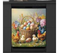 Mexpekil Basket Chicken Egg Flower Dishwasher Magnet Cover 21x26Inch Decorative Dish Washer Sticker for Front Door Waterproof Kitchen Appliance Panel Magnetic Decal