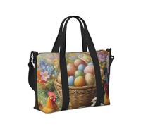Mexpekil Basket Chicken Egg Flower Travel Duffel Bag Waterproof Sports Gym Bag Large Weekend Overnight Bags for Women Men Foldable Carry On Luggage Tote Bag for Flight