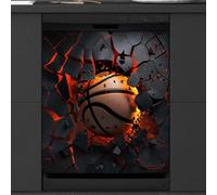 Mexpekil Basketball Breaking Dishwasher Magnet Cover 21x26Inch Decorative Dish Washer Sticker for Front Door Waterproof Kitchen Appliance Panel Magnetic Decal