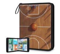 Mexpekil Basketball Field Card Binder 4 Pocket with 50 Side-Loading Pages Sleeves Card Collection Folder for 400 Cards Zipper Trading Card Album Waterproof Cards Holder Book