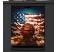 Mexpekil Basketball Usa Flag Dishwasher Magnet Cover 21x26Inch Decorative Dish Washer Sticker for Front Door Waterproof Kitchen Appliance Panel Magnetic Decal