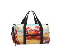 Mexpekil Beach Crab Gym Bag with Shoe Compartment Waterproof Duffel Bag Large Overnight Weekend Bags Travel Holdall for Women Men Teens