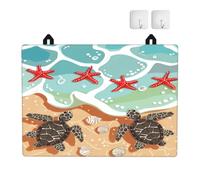 Mexpekil Beach Sea Turtle Starfish Stove Top Cover for Electric Hob | Heat Resistant, Non Slip, Hob Cover with 2 Hooks, Glass Gas Stove Pad, Cooktop Mat for Kitchen, 28x20 in