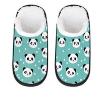 Mexpekil Bear Cute Slipper for Women Men Cartoon Panda Travel Slippers Foldable Indoor Plush Lining Slip on House Slippers Memory Foam Warm Home Sock Shoes M