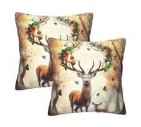 Mexpekil Beautiful Deer Cushion Covers 50cm X 50cm 2 Pack Invisible Zipper Square Pillow Cases Decorative Pillow Covers Protectors for Sofa Bed Home Decor