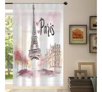 Mexpekil Beautiful Paris Eiffel Tower Voile Curtains 78 Drop, Semi Sheer Curtains for Living Room Bedroom Home Kitchen, 55 inches Wide, 1 Panel
